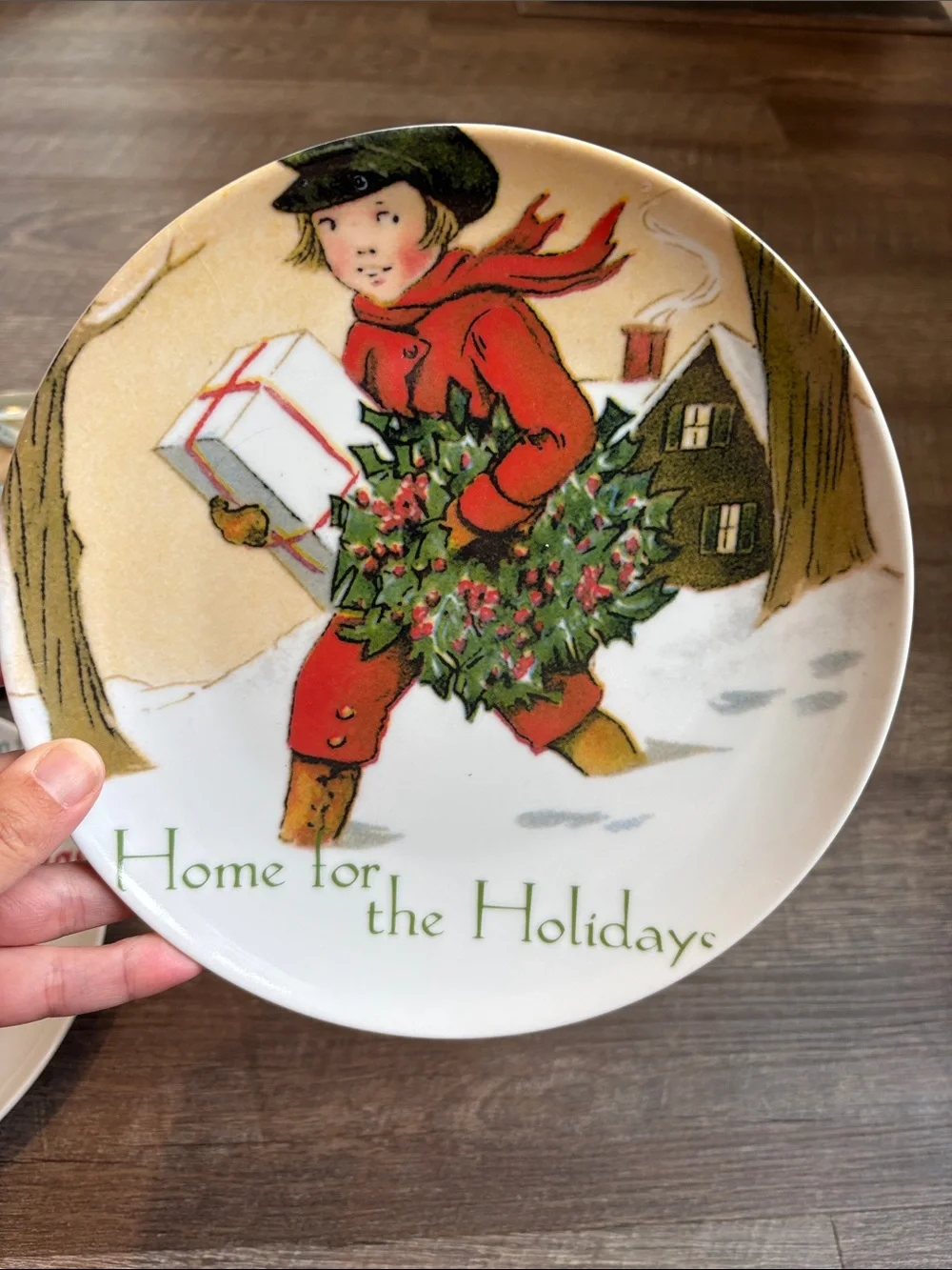 Pottery Barn Christmas Plates Dessert/Salad Set of 4 Holiday 8.25” Nostalgic